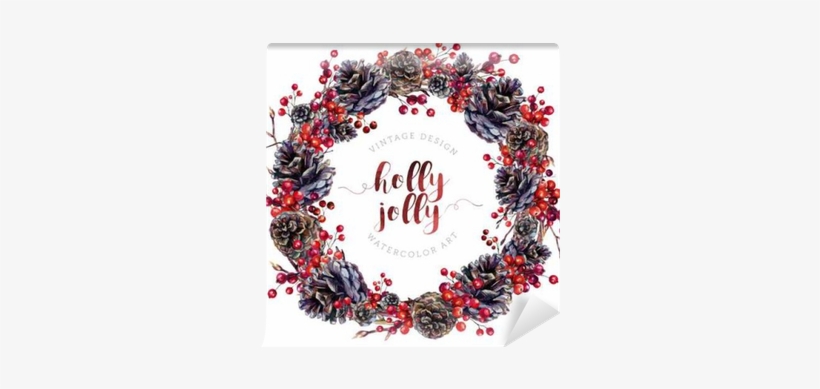 Watercolor Wreath Made Of Pine Cones And Berries - Joy Upon Joy: An Advent Devotional [book], transparent png download