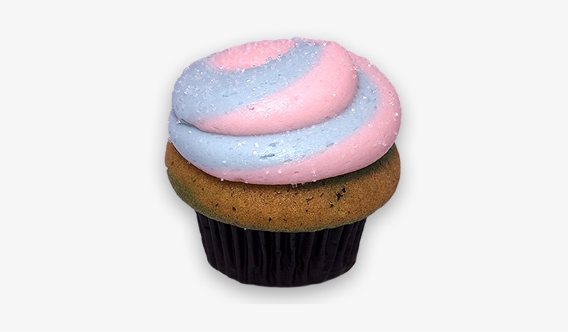 A Pink And Blue Swirled Cotton Candy Cake With A Pink - Cupcake, transparent png download