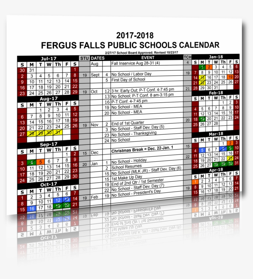 A Small Revision Was Made To This Year's Calendar, - Fergus Falls Public Schools, transparent png download
