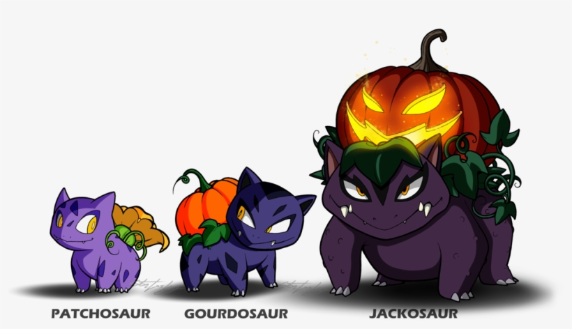 The Pumpkin 'saurs By Molochtdl On Deviantart Vector - Pumpkin Ivysaur, transparent png download