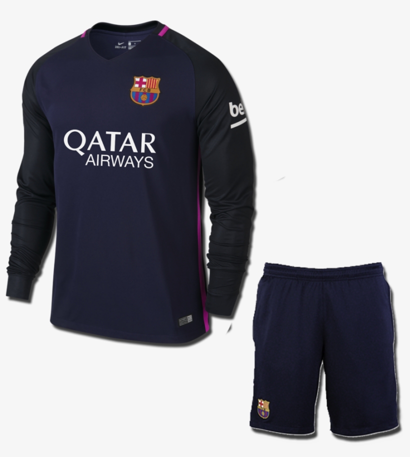 Barcelona Long Sleeves Football Jersey And Shorts Home - Jersey, transparent png download