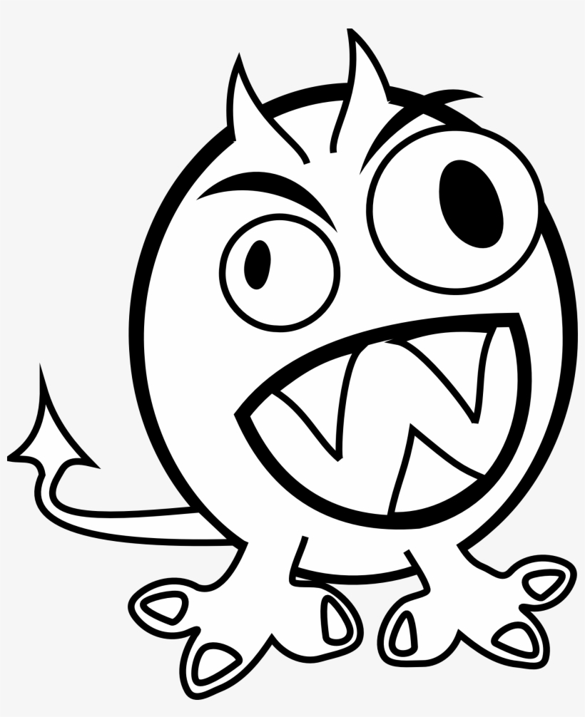 Small Clipart Funny - Clip Art Black And White Monster, transparent png download