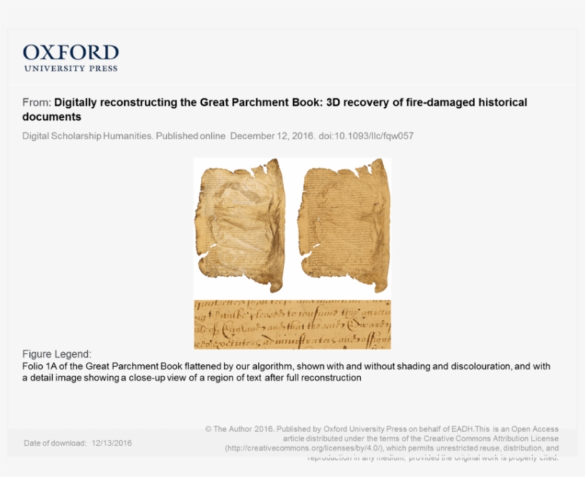 Folio 1a Of The Great Parchment Book Flattened By Our - Oxford University Press, transparent png download