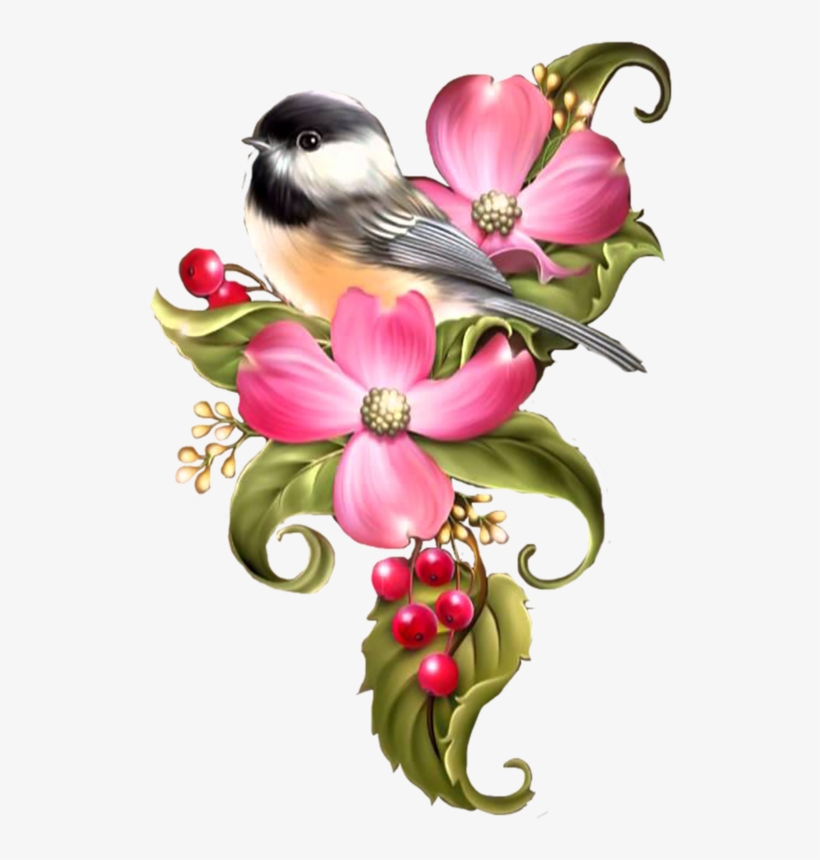 Botanical Drawing Bird - Whitelotous 5d Diy Flower And Bird Diamond Painting, transparent png download