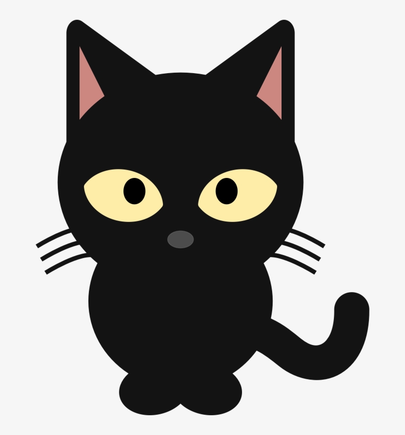 Black Cat Face Clipart - Black Cat Clipart, transparent png download