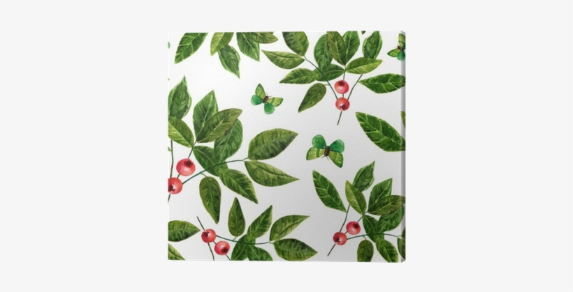 Seamless Background Pattern With Watercolor Leaves - Watercolor Painting, transparent png download