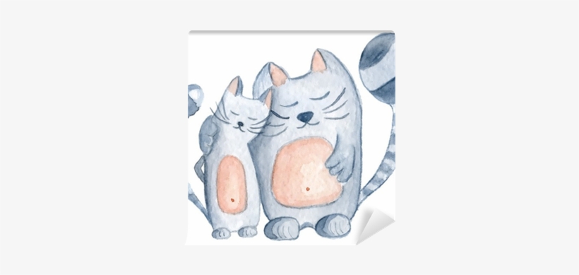 Cat Keyring - Watercolour Cat Keyring - Valentines, transparent png download