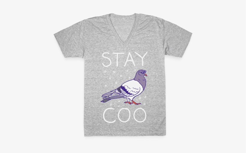 Stay Coo Pigeon V-neck Tee Shirt - Pop Epic Team T Shirts, transparent png download
