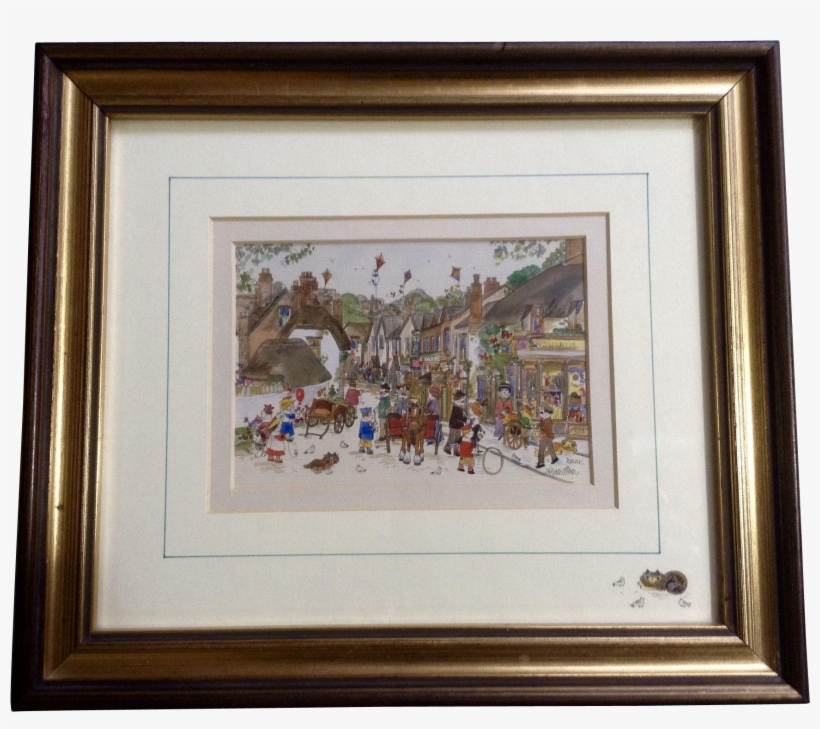 Diane Elson, Folk Art Watercolor Painting Of A Busy - Painting, transparent png download