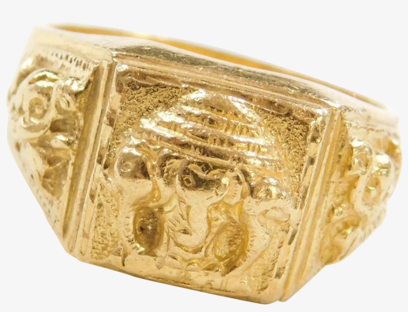 Vintage 24k Fine Baht Gold Ganesha / Ganesh Ring, transparent png download