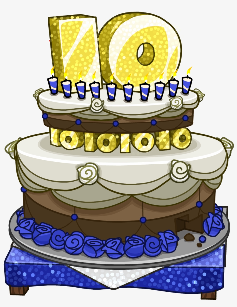 10th Anniversary Party Cake - Club Penguin Anniversary Cake, transparent png download
