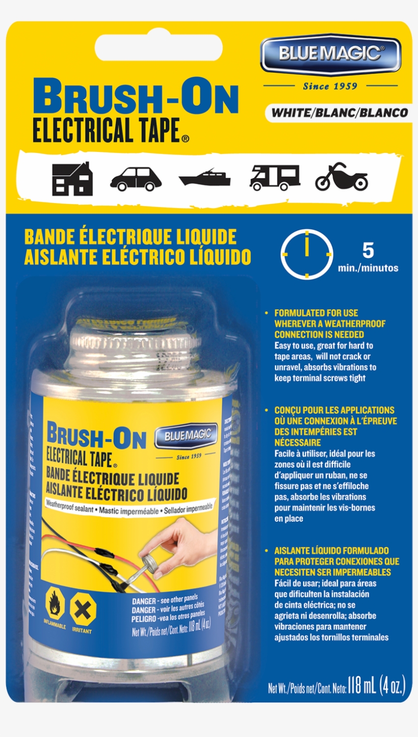 Blue Magic Bot55tri Brush On Electrical Tape, Black,, transparent png download