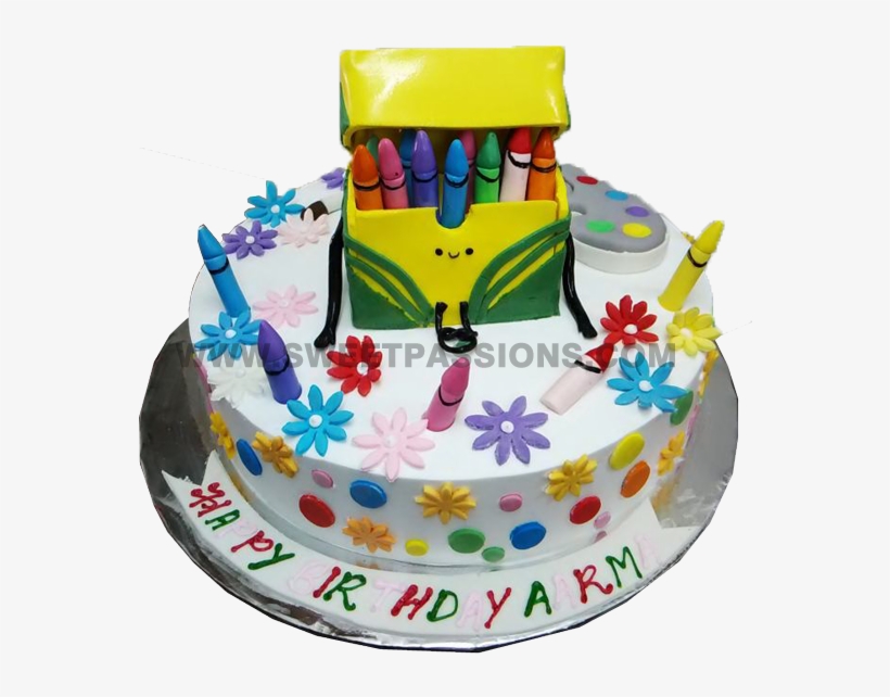 Crayon Set On Cake - Birthday Cake, transparent png download