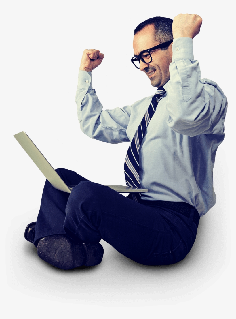 Man With Laptop - Happy With Laptop Png, transparent png download