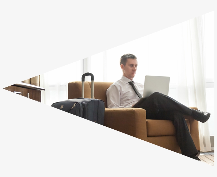 Business Man Working On Laptop In Hotel Room - Business, transparent png download