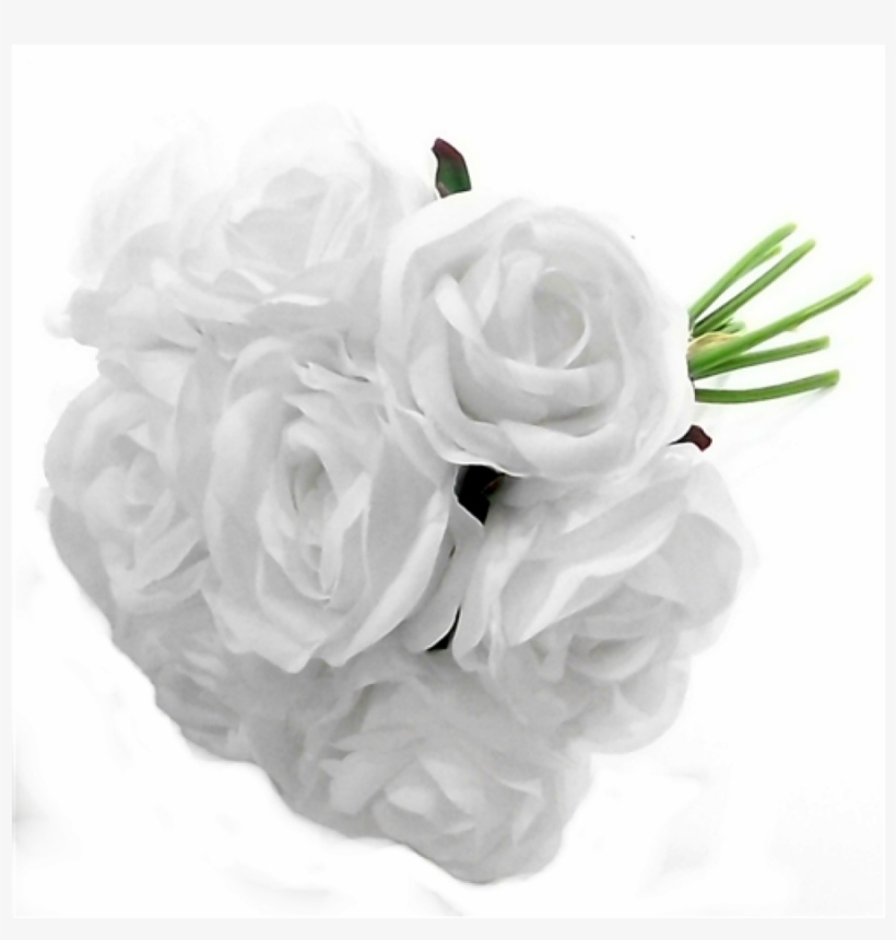 Bundle Of 9 White Silk Roses - Artificial Flower, transparent png download