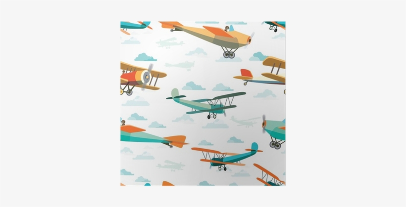 Seamless Pattern From Retro Airplanes Poster • Pixers® - Airplane, transparent png download
