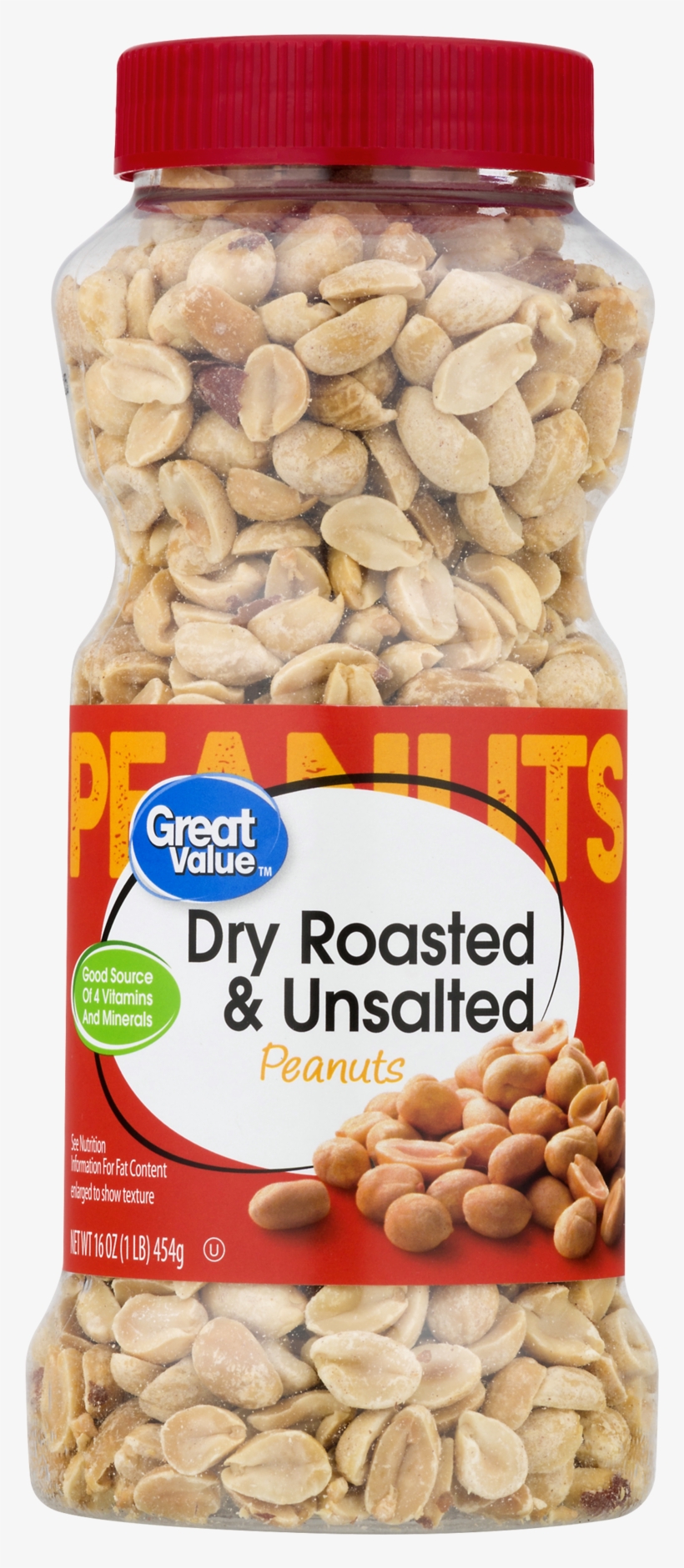 Great Value Unsalted Dry Roasted Peanuts, 16 Oz, transparent png download