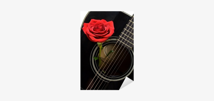 Pixerstick-klistremerke Rød Rose Inne I Gammel Svart - Guitar, transparent png download