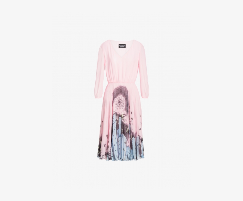 Longuette Dress In Chiffon With Fantasy Skyline Print - Sketch, transparent png download