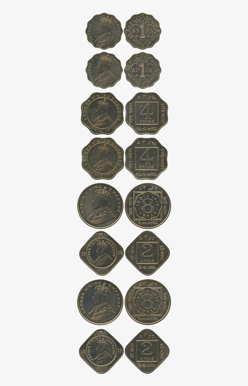 1919 Calcutta Orignal Double Proof Set Of The Four - Moneda 10 Pesos 1986 Números Delgados, transparent png download