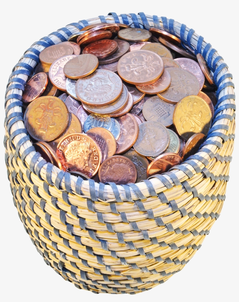Basket With Coins Png Transparent Image - Money, transparent png download