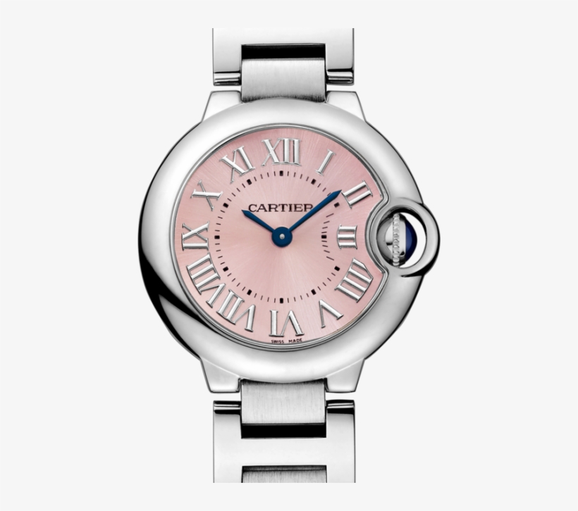 Cartier Ballon Bleu 28mm Womens Luxury Watch W6920038 - Cartier Ballon De Bleu Pink Face, transparent png download