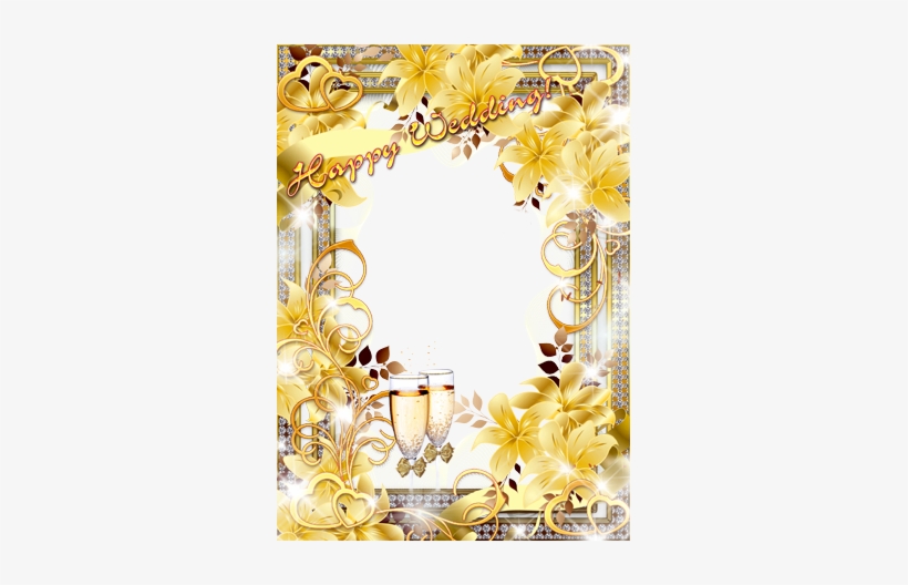 Photo Frame - Happy Wedding - Yellow Wedding Png Photo Frame, transparent png download