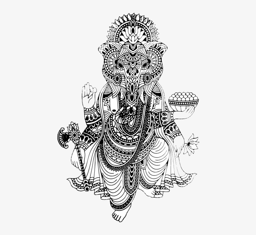 Tribal Ganesh White Flowy Slub Muscle Tank - Illustration, transparent png download