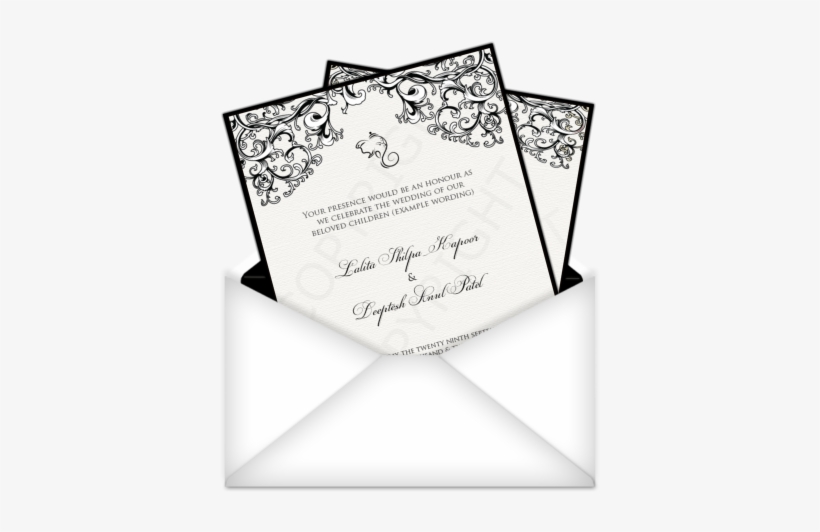 Black And Silver Hindu Wedding Card With Lord Ganesha - Vinyldisorder Antique Frame Wall Decal - Vinyl Decal, transparent png download