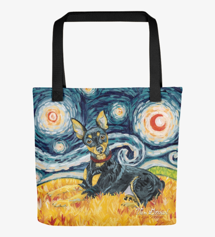 Miniature Pinscher Starry Night Tote - Van Growl - Westie On A Starry Night, transparent png download