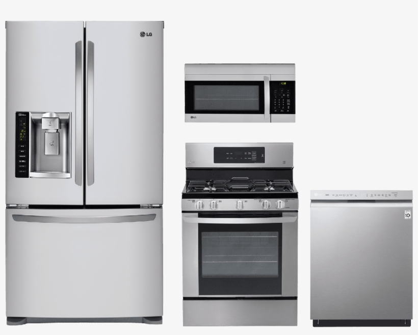 Lg 4 Piece Kitchen Package Stainless Steel Lgkitlrg3061st - Lg Lfx25974st French Door Refrigerator - 36" - 24.7, transparent png download
