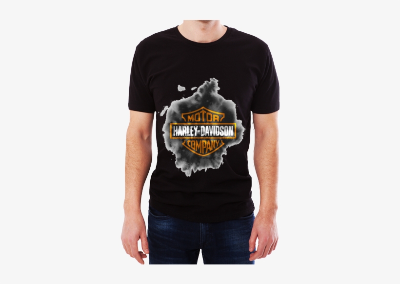 T-shirt For Male Harley Logo Colour Splash Round Neck - Khardung La T Shirt, transparent png download