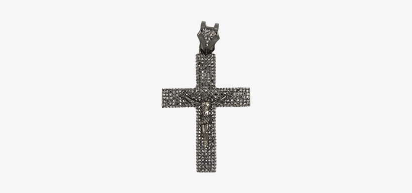 Black Jesus Cross With Full Black Pave Stones - Necklace, transparent png download