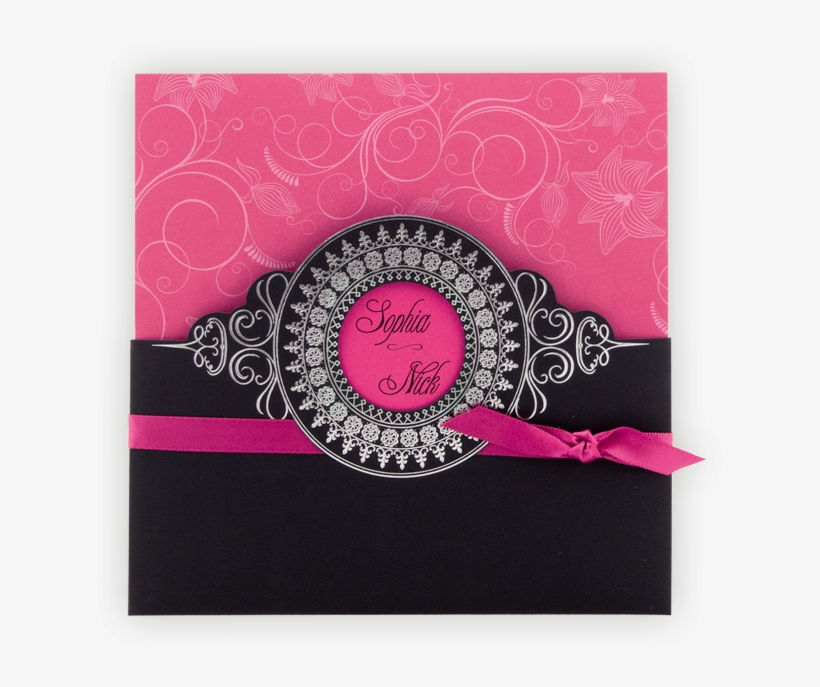 Design Wedding Invitation Black Silver Pocket Fuchsia - Art Paper, transparent png download