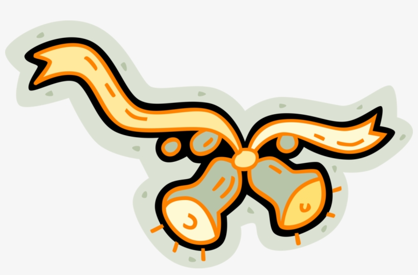 Vector Illustration Of Wedding Bells With Ribbon Banner, transparent png download