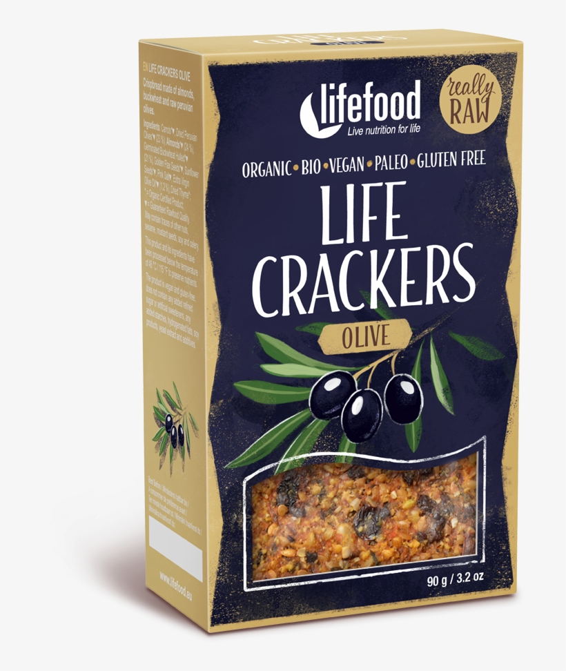 Raw Organic Olive Life Crackers - Lifefood - Organic Raw Pitta Bread & Olives | 90g, transparent png download