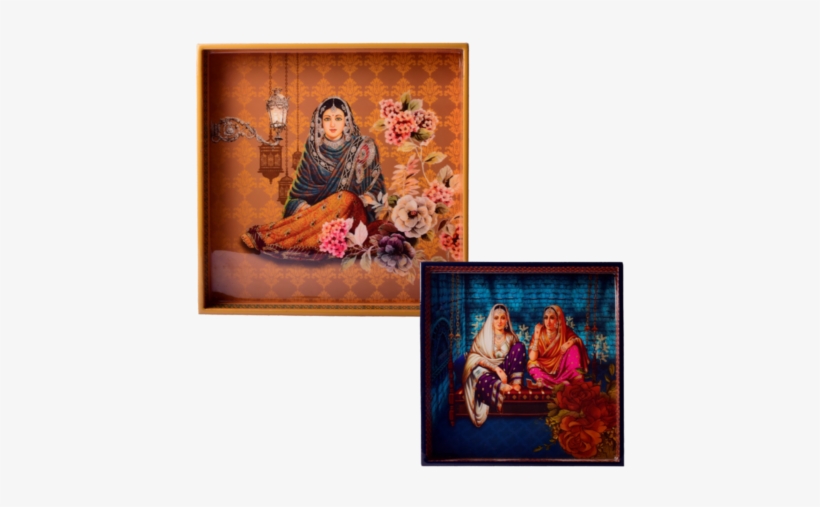 Queens In Their Chambers Lacquer Finish Printed Tray - Tray Set Of 2, transparent png download