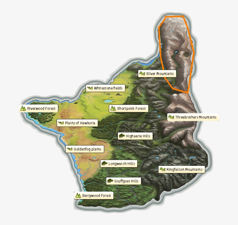 Silver Mountains - Therian Saga Hawkoria Map, transparent png download