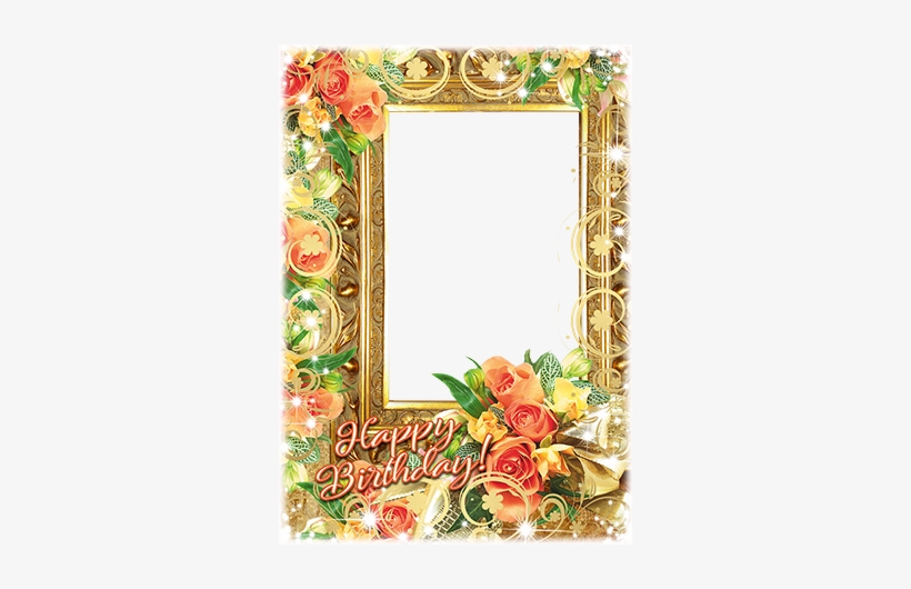Birthday Frame With A Bunch Of Flowers - Happy Birthday New Frame Png, transparent png download