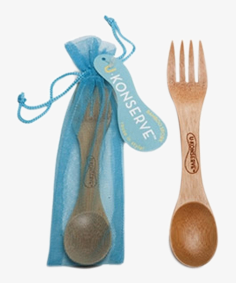 U-konserve Reusable Bamboo Utensil - Bamboo Fork Spoon Combo, transparent png download
