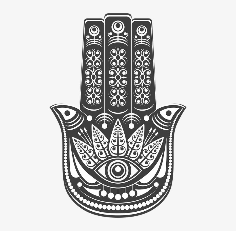 The Protective Boho Hamsa Hand - Evil Eye Black And White, transparent png download