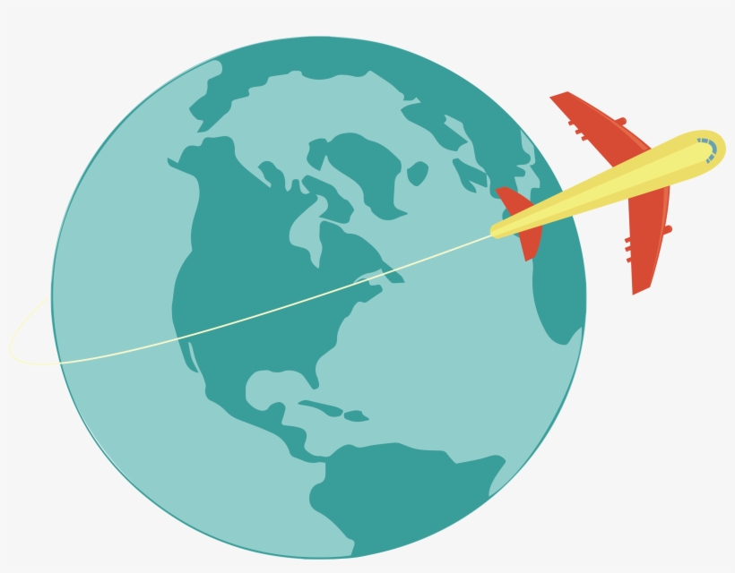 World Map Clip Art A Plane That - Black And White Globe Clip Art, transparent png download