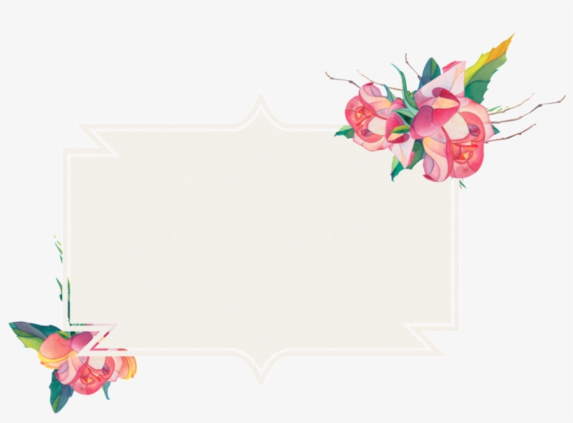 Pink Flowers Border Watercolor Hand Painted Transparent - Portable Network Graphics, transparent png download