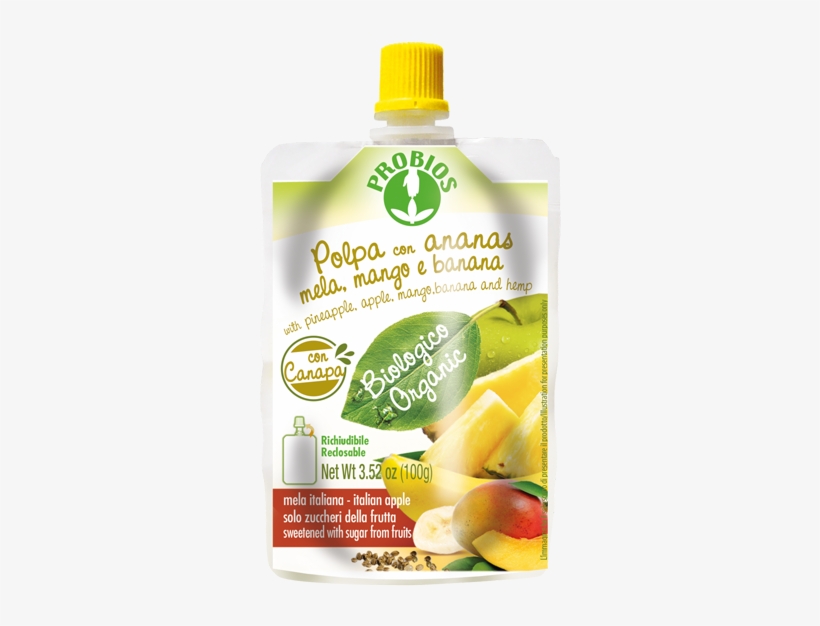 Pineapple, Apple, Mango, Banana Purée With Hemp - Probios, transparent png download