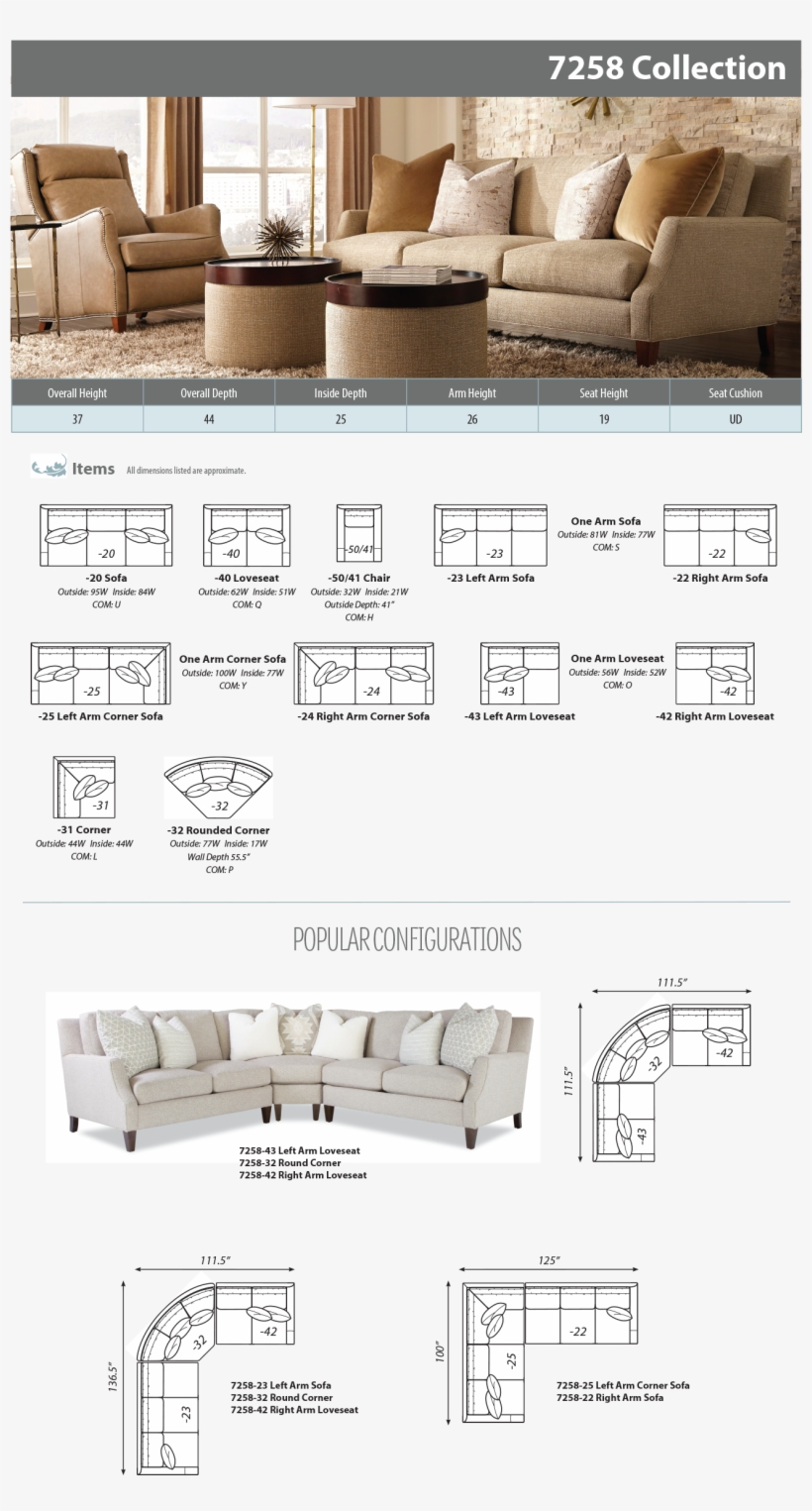7258 Collection - Studio Couch, transparent png download