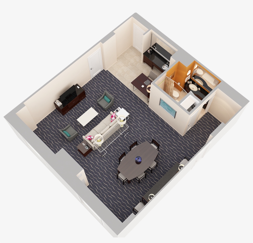 Hospitality Suite Parlor With Queen Sleeper Sofa - Floor Plan, transparent png download