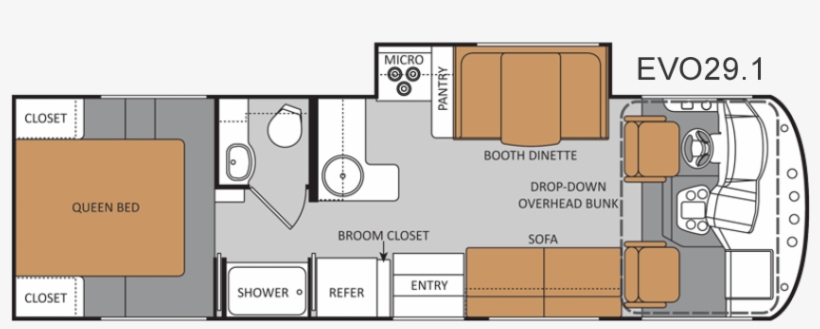 2012 Thor Motor Coach Ace Floorplan Evo29 - 2012 Thor Ace 29.1, transparent png download