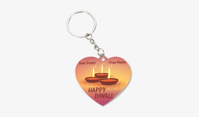 Wishes With Diya Diwali Heart Key Chain - Diya, transparent png download