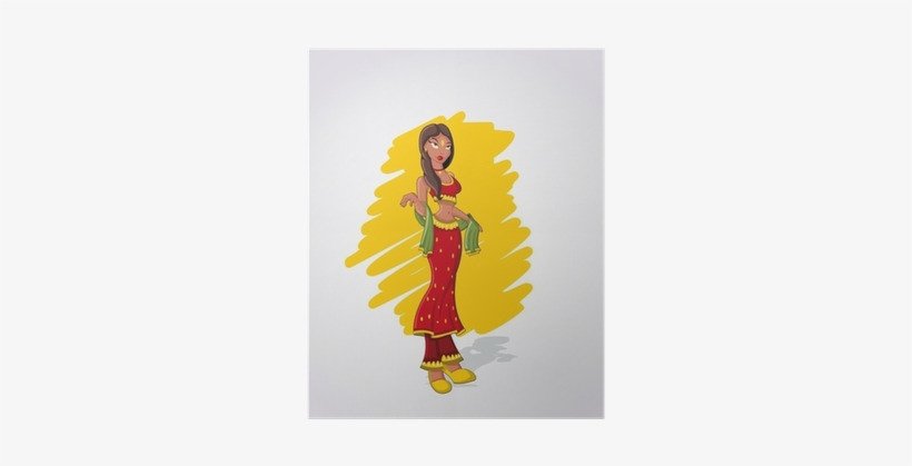Beautiful Sexy Brunet Cartoon Indian Woman Poster • - Mujer Con Mandil Dibujo, transparent png download
